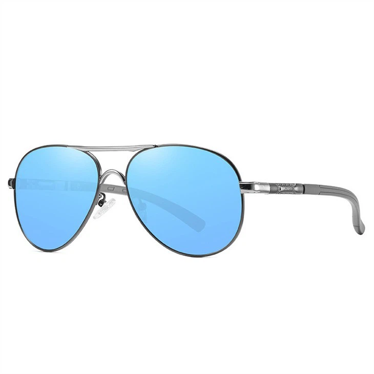2022 CE Protection Double Bridge Trendy Metal Frame Polarized Pilot Sunglasses