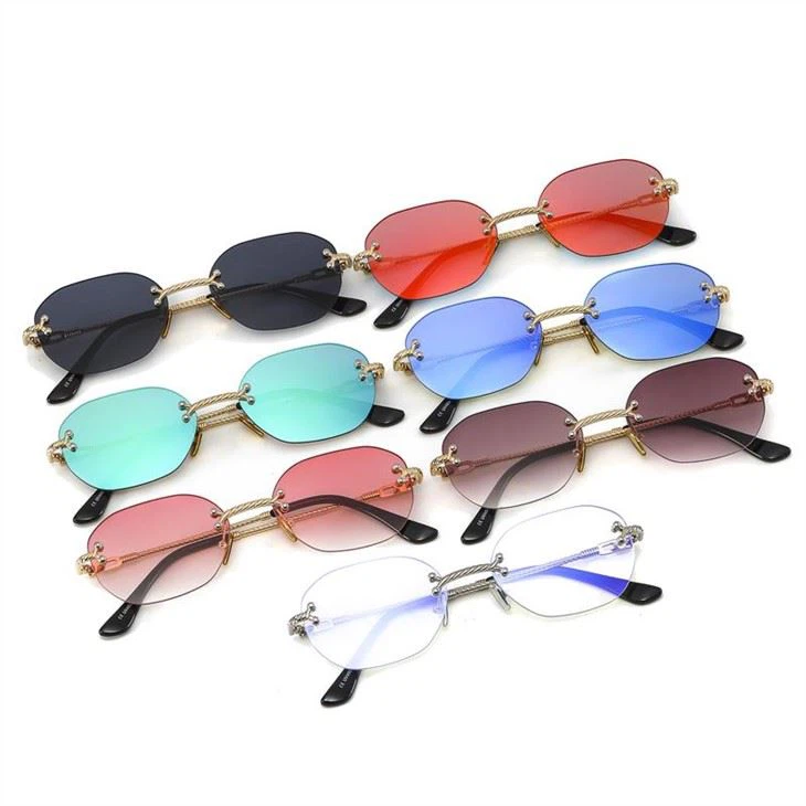 Small Narrow Rimless Sunglasses Unisex