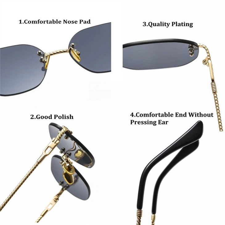 Small Narrow Rimless Sunglasses Unisex
