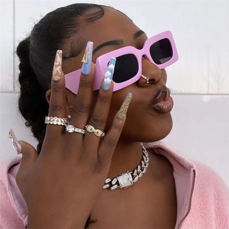 Thick Rectangle Sunglasses For Women Retro